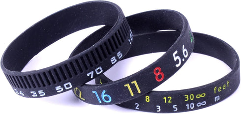 Photographer's Wristband Set to Stop Lens Zoom Creep (Aperture+Focus+Focal Length)