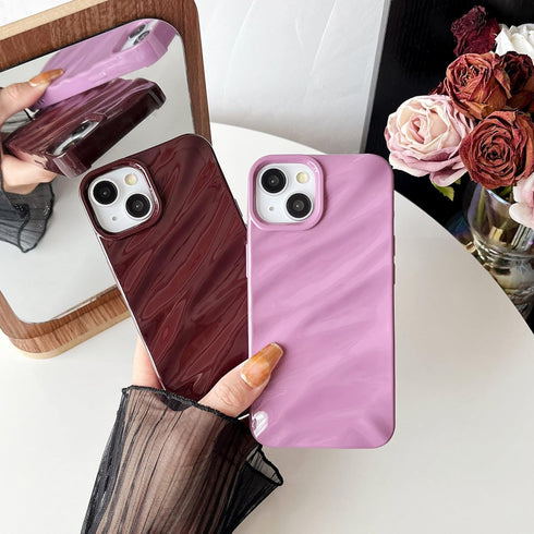 Caseative iPhone 14 Case, Water Ripple Pattern Curly Wave Shape, Soft Compatible Cover - White
