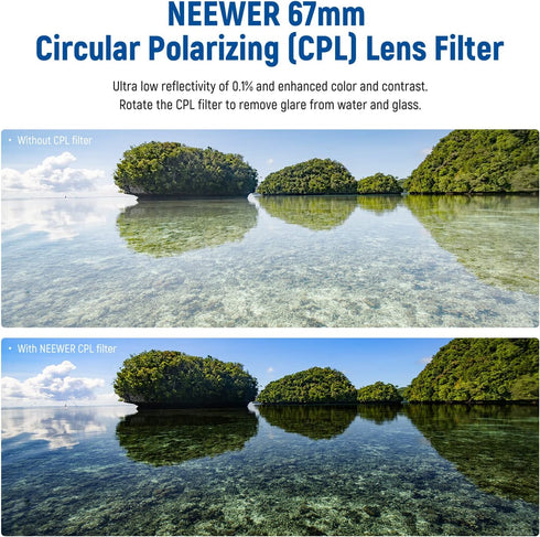 NEEWER 67mm Polarizing Filter, 30 Layer Multi Resistant Nano Coatings Circular Polarising Filter (CPL)