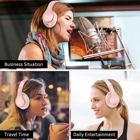 65H 6EQ 6.0 Uliptz Wireless Bluetooth Headphones, Playtime, Sound Modes, HiFi Stereo Over Ear Headphones