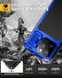 Lanhiem for iPhone 14 Pro Max Metal Case, Built-in Camera Kickstand & Tempered Glass Screen Protector, Blue