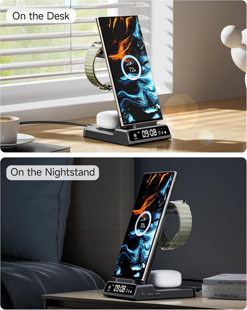 4 in 1 Wireless Charger Station for Samsung Devices, Galaxy S24 Ultra/Z Fold6/Z Flip6, Watch 7/Ultra/6/5 Pro