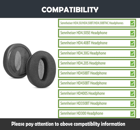 Earpads Replacement Cushions Compatible with Sennheiser HD4.50/HD4.50BT/HD 4.50BTNC/HD4.50SE/HD4.40BT/HD4.30G/HD4.20S/HD458BT/HD450/HD 450BT/HD400S/HD350BT/HD300 Bluetooth Headphones