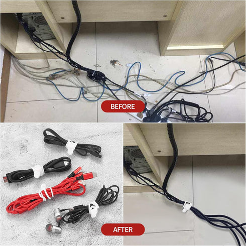 25 Pcs Reusable Silicone Cable Ties, Wire Organizer for Fastening Earphone Phone Charger Home Office Desk Kitchen