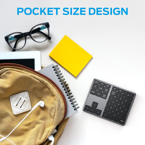 iClever Number Pad, Aluminum Wireless Number Pad for Multi Devices, USB-C Rechargeable, Compatible with Laptop, Mac, PC
