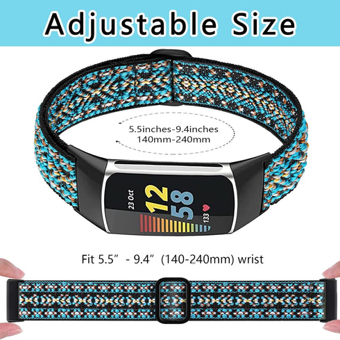 Stretchy Bands Compatible with Fitbit Charge 5, Adjustable Elastic Straps Wristbands Accessories Replacement for Fitbit