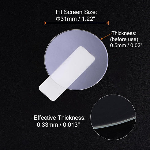 5pcs Watch Glass Screen Protectors, 31mm Violet Tempered Glass, Anti-Glare 9H Hardness for Smartwatch Protection