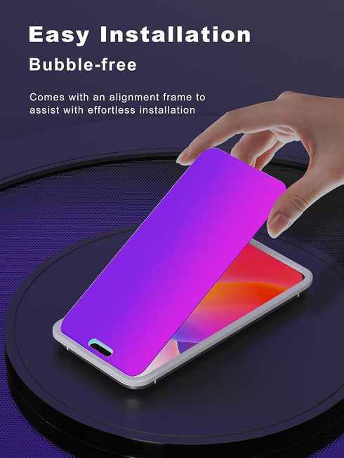 iPhone 15 Pro Max Privacy Screen Protector 6.7" - Purple Gradient, Anti-Spy, Anti-Blue Light, HD Tempered Glass, Easy