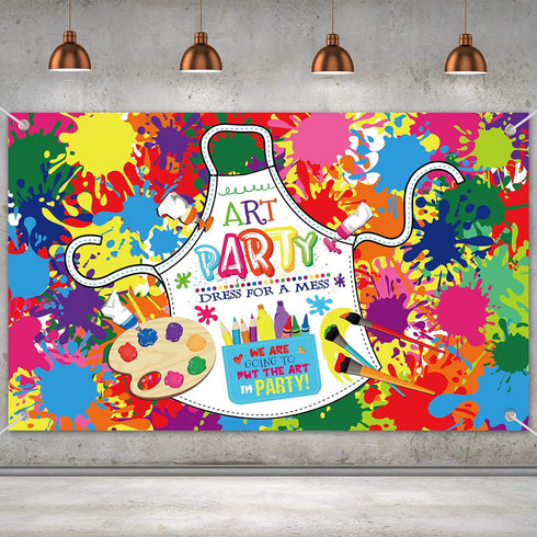 Art Paint Party Decorations, Artist Theme Birthday Banner Supplies for Wall Photography Background