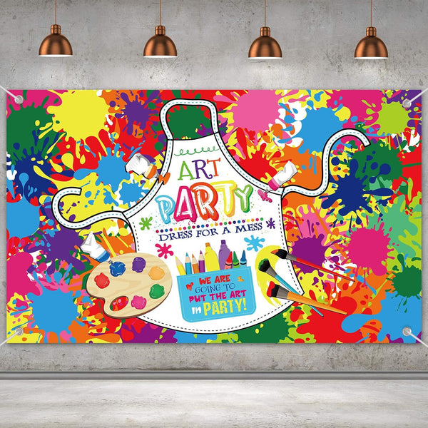 Art Paint Party Decorations, Artist Theme Birthday Banner Supplies for Wall Photography Background