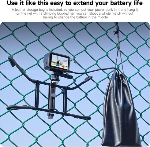 TELESIN Fence Mount with Flexible Clamp Arm for Phones, GoPro 13, DJI Action 5 Pro, Live Streaming Accessories