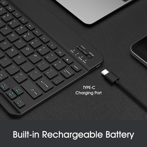 Fintie 10-Inch Ultrathin Wireless Bluetooth Keyboard for iPad, Samsung Tablet, iPhone, Android, Black