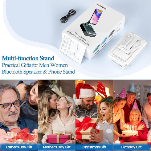 JTEMAN Portable Phone Stand with Speaker Bluetooth Wireless,Gifts for Men Women,Birthday for Women,Kitchen Gadgets