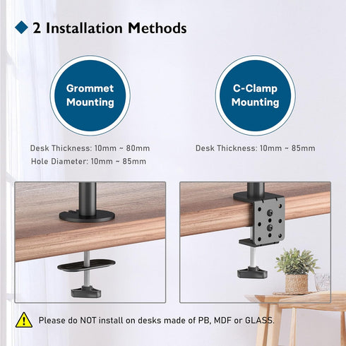 BONTEC Dual Monitor Desk Mount, Monitor Stand for 13 27 Inch LCD LED 2 Monitors, Ergonomic Full Motion Heavy Duty