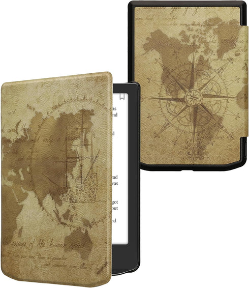 kwmobile Case Compatible with Pocketbook Verse/Verse Pro - eReader Cover - Travel Vintage