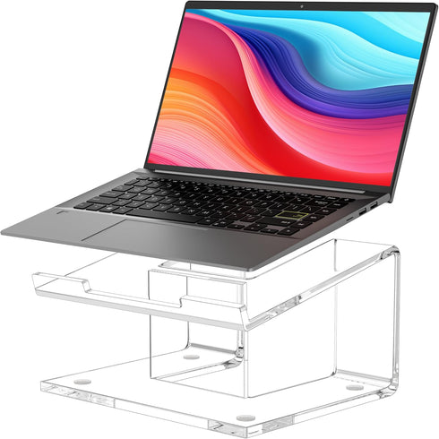 FUCDTEFC Acrylic Laptop Stand for Desk, Laptop Riser for 10-15.6 Inch Laptops, Ergonomic