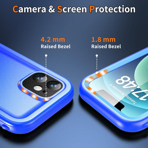 Cozycase Waterproof Case for iPhone 12 Pro Max - Full Body Rugged Dustproof Shockproof Cover with Built-in Screen