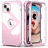 IDweel Glitter Pink iPhone 15 Plus Case: Luxury 3-in-1 Shockproof Hybrid with Screen Protector & Slim Fit Heavy Duty