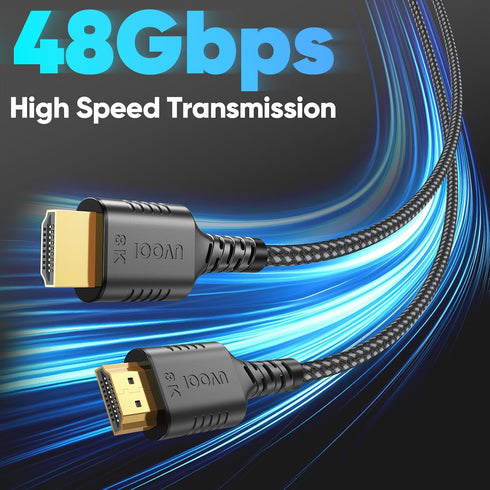 1 5-Pack, 8K 2.1 48Gbps 1 Short HDMI Cable FT HDMI Ultra High Speed Braided HDMI Cords, Foot HDMI Cable for Camera