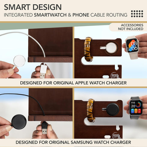 Nightstand Organizer- Bedside Docking Station for Men- Unique Gifts for Husband, Father or Dad from Wife, Son
