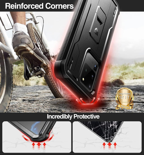 Dexnor Full Body Case for Samsung Galaxy S20 Ultra, Built-in Screen Protector and Kickstand, Heavy Duty Military Grade