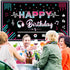 Music Happy Birthday Party Backdrop, Large Fabric Banner for Teens, 73 x 43 Inches