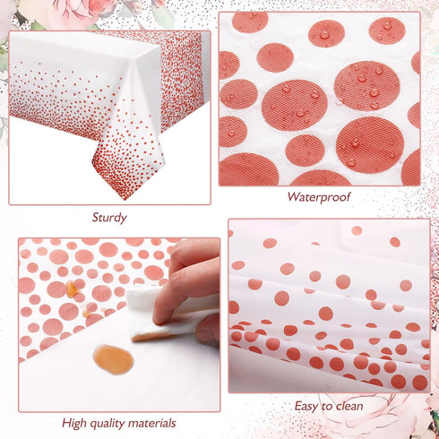 Breling 2 Pcs Pink Happy Birthday Backdrop Banner and Tablecloth for Women, Rose Gold Birthday Party Decorations