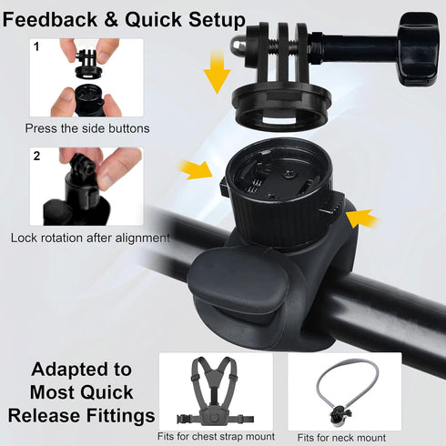 MINIFOCUS 360 GoPro/Insta360/DJI/Xtra Quick Release Flexible Camera Mount Wrap Band, Flexi Strap Mount, Bike Motorcycle