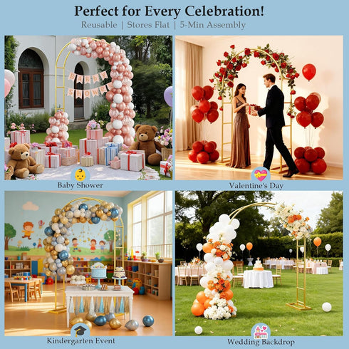 Stand,6.6FTx3.5FT 3 Arch Backdrop Metal Pergola Arbors,Gold Garden Wide Arbors and Arches Trellis for Climbing Plants