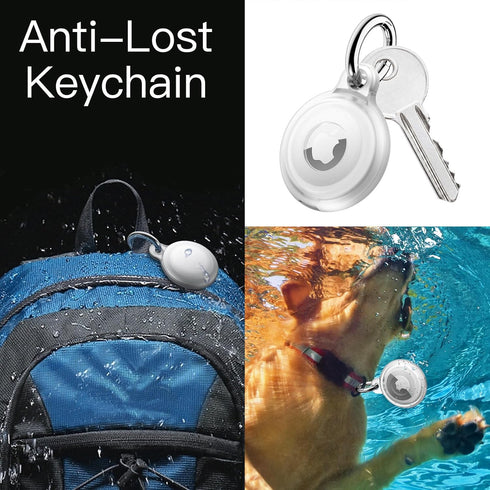 JETech 4 Pack Waterproof Case for AirTag with Keychain, Full Body Anti-Scratch Holder for Kids, Pet Collar, Keys