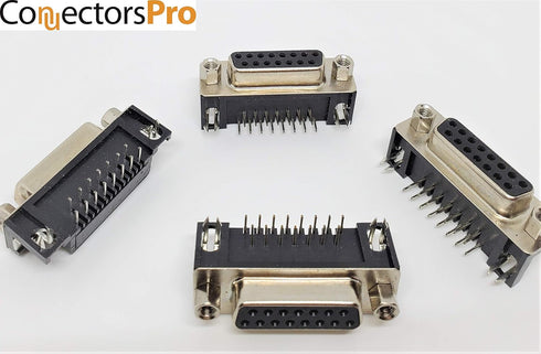 Pc Accessories 10-Pack DB15 Female Right Angle PCB Mount Connector, 90 Degree D-Sub DR15 F