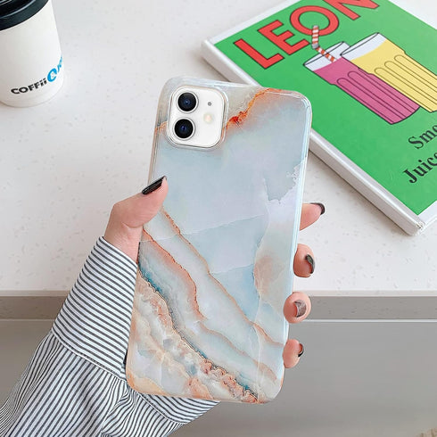 J.west iPhone 12/12 Pro Case 6.1-inch, Luxury Grey Marble Design, Ultra Slim Thin Flexible Soft Rubber TPU Cover for