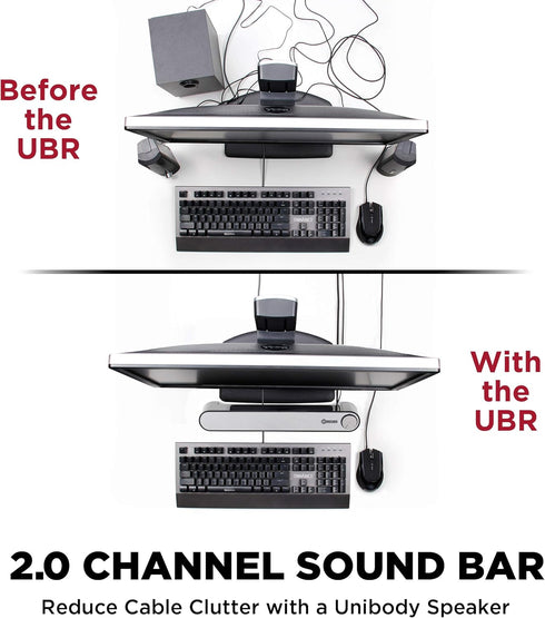GOgroove Computer Speaker Mini Soundbar - USB Powered PC Sound Bar with Easy Setup, Wired AUX, Volume Control Knob