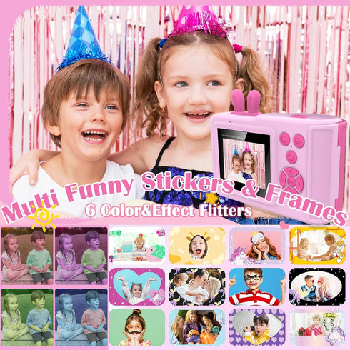 Kids Instant Print Camera, 1080P Toddler Camera That Prints Photos, Gifts for Girls Age 3-12, Pink