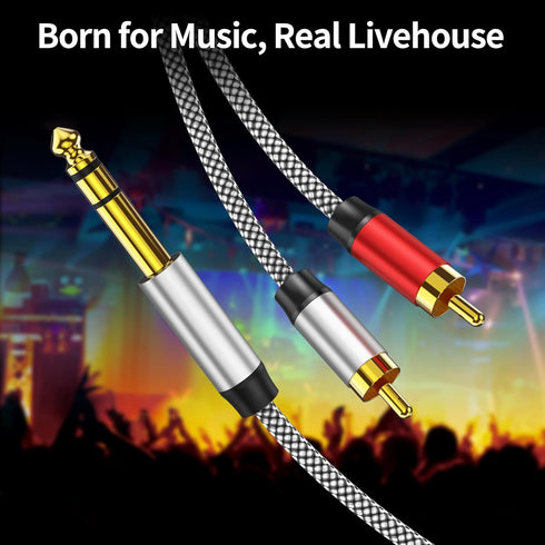RCA to 1/4 Cable 3FT, 1/4 TRS to RCA Y Splitter Audio Cable for Home and Studio Use