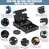 Black Wood Phone Docking Station - Nightstand Organizer for 3 Phones with Drawer for Valuables, Apple Watch Compatible