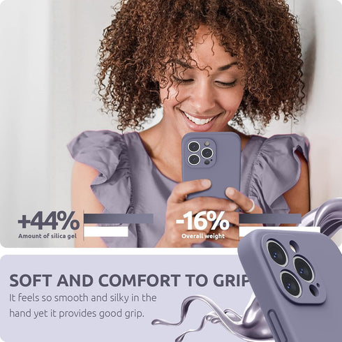SURPHY Compatible with iPhone 13 Pro Case - Liquid Silicone Phone Case with Screen Protector, Camera Protection & Soft