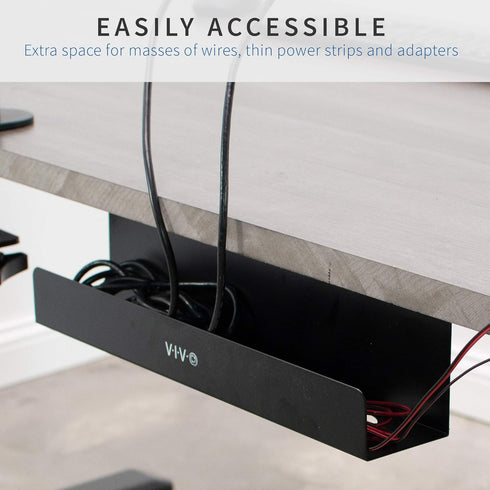 VIVO Under Desk 17 inch Cable Management Trays, Power Strip Holders, Wire Organizers for Office and Home, 2 Pack, Black