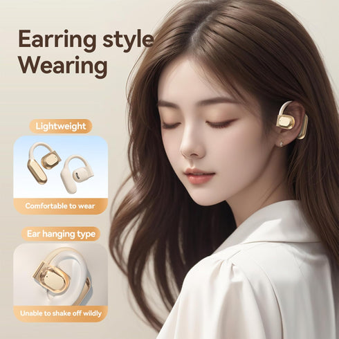 Wireless Earbuds Open Ear Headphones, Air Conduction with LED Power Display, Sport Bluetooth 5.3 Earhooks, Black