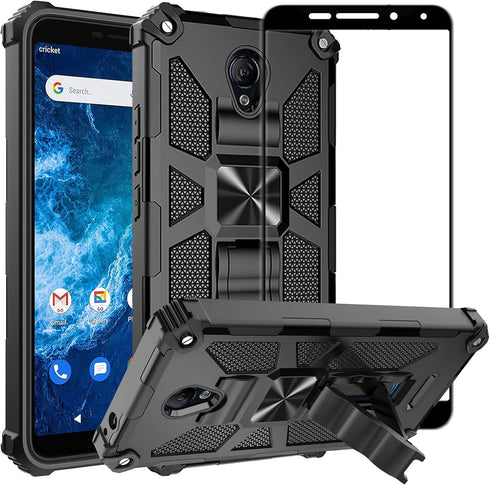 Ailiber Case for Cricket Icon 2, with Screen Protector, Rugged Full Body Protective Cover for Icon 2, Black
