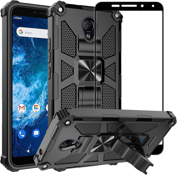 Ailiber Case for Cricket Icon 2, with Screen Protector, Rugged Full Body Protective Cover for Icon 2, Black