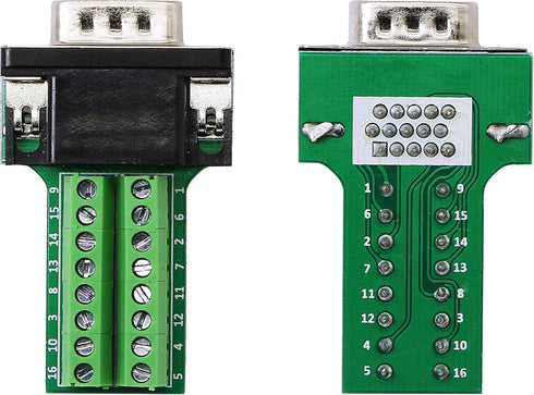 SinLoon VGA DB15 Solderless Connector 3+9 D-SUB 15 Pin VGA Breakout Board Adaptor with Case + Screwdriver (2-Pack Male)