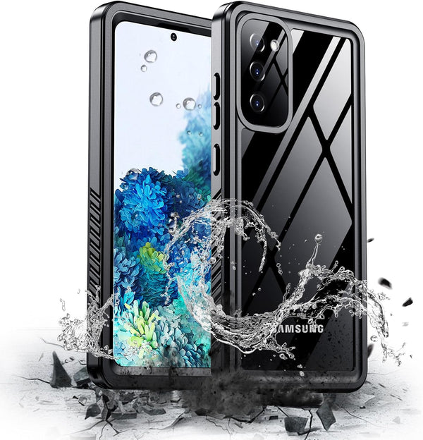 Hualele Samsung Galaxy S20 Plus Waterproof Case, Built-in Lens & Screen Protector, Full Body Shockproof IP68 Black