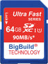 BigBuild Technology 64GB SDXC Memory Card for Fujifilm X-M5, X-S20, X-T50 Cameras