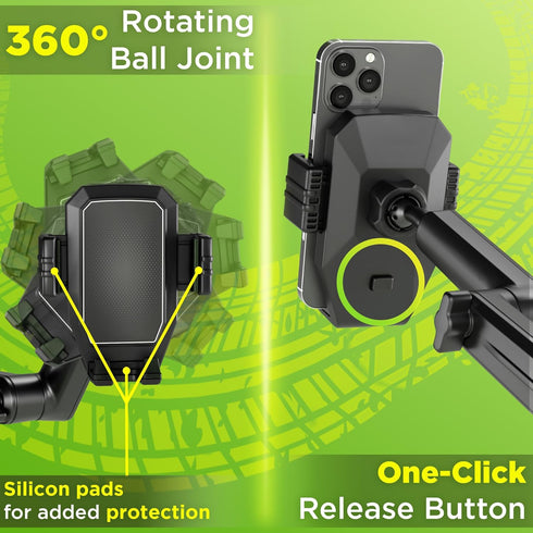 Truckules 16.9 inch Cell Phone Mount for Truck Phone Holder for Truck Drivers - Heavy Duty Suction Cup + Dashboard Pad