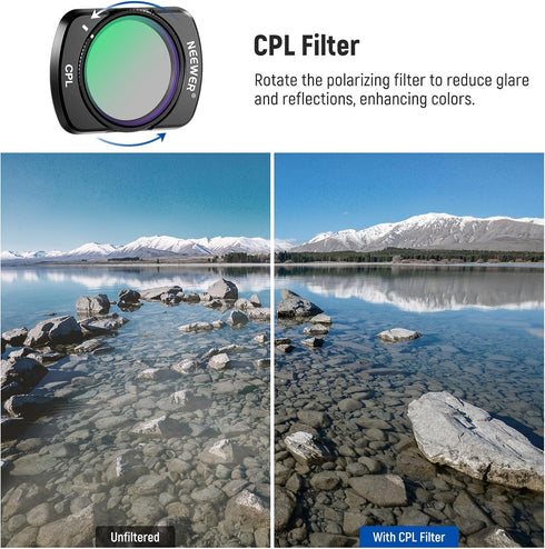 NEEWER Magnetic CPL Filter for DJI Osmo Pocket 3 - Multi Coated Circular Polarizer Kit with 2 Screen Protectors