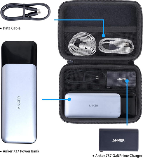 khanka Hard Travel Case for Anker 737 Power Bank (PowerCore 24K), 24,000mAh 3-Port Portable Charger, Case Only