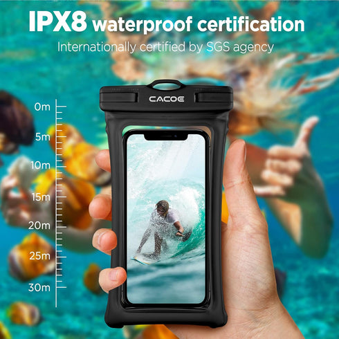 CACOE Floatable Waterproof Phone Case 2 Pack, Up to 7.0", Adjustable Neck Lanyard, IPX8 Cell Phone Dry Bags for Beach