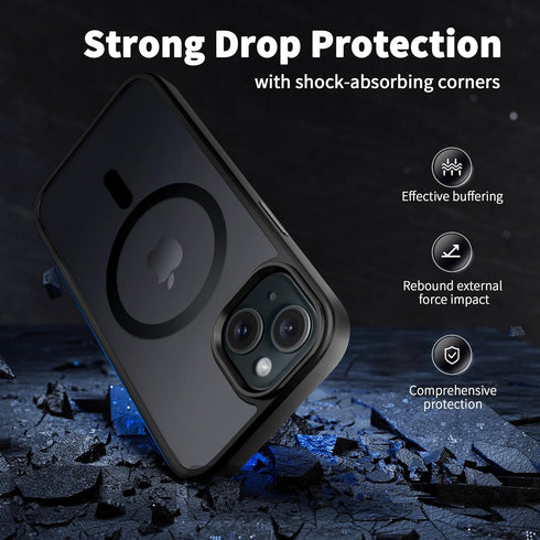 CACOE Magnetic Case for iPhone 15 2023, Compatible with MagSafe, Anti-Fingerprint Shockproof Cover, Matte Black