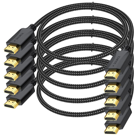 3FT HDMI Cable 5-Pack, 4K HDMI Cables Braided- High Speed Shielded HDMI